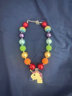 Kids Rainbow Unicorn Bead Necklace - Multicolor
